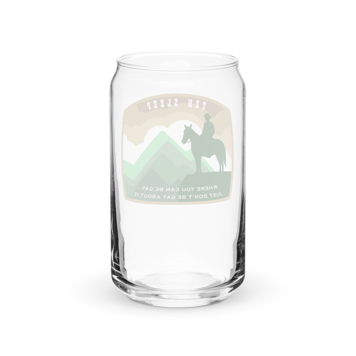 Ten Sleep can-shaped glass