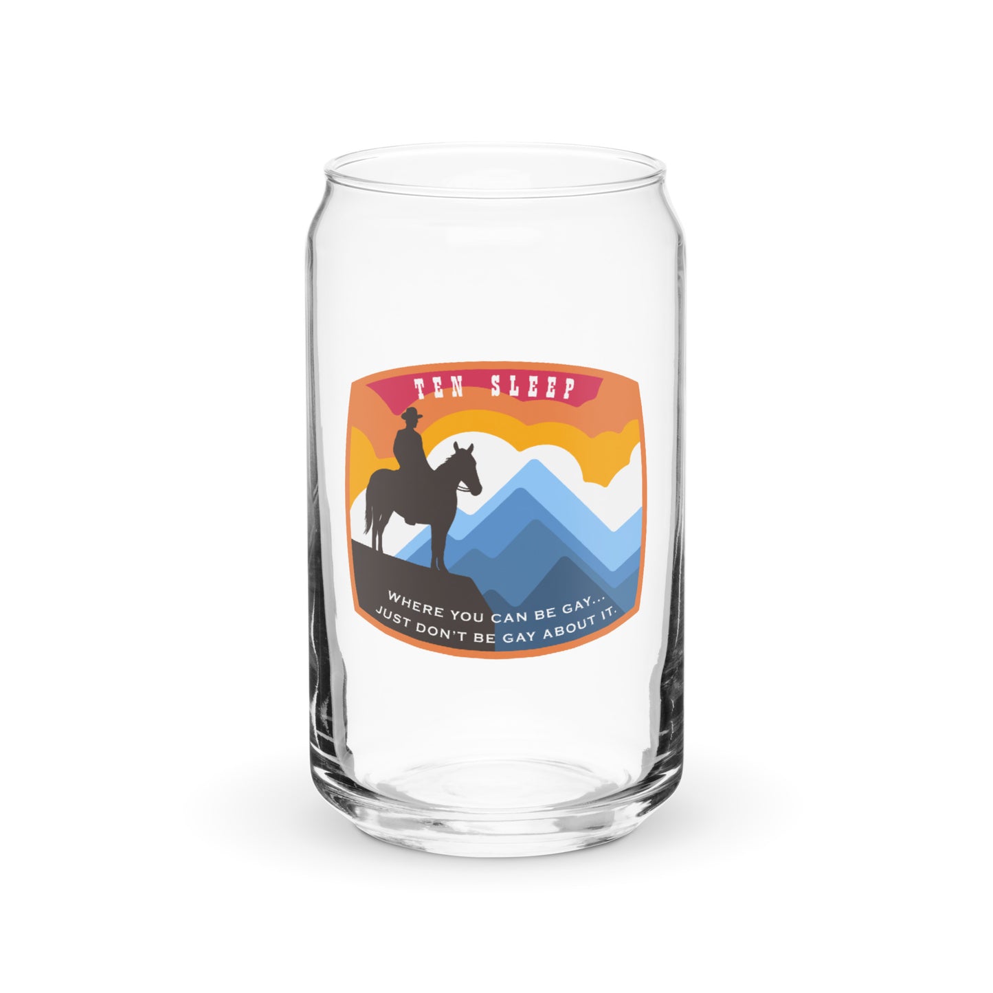 Ten Sleep can-shaped glass