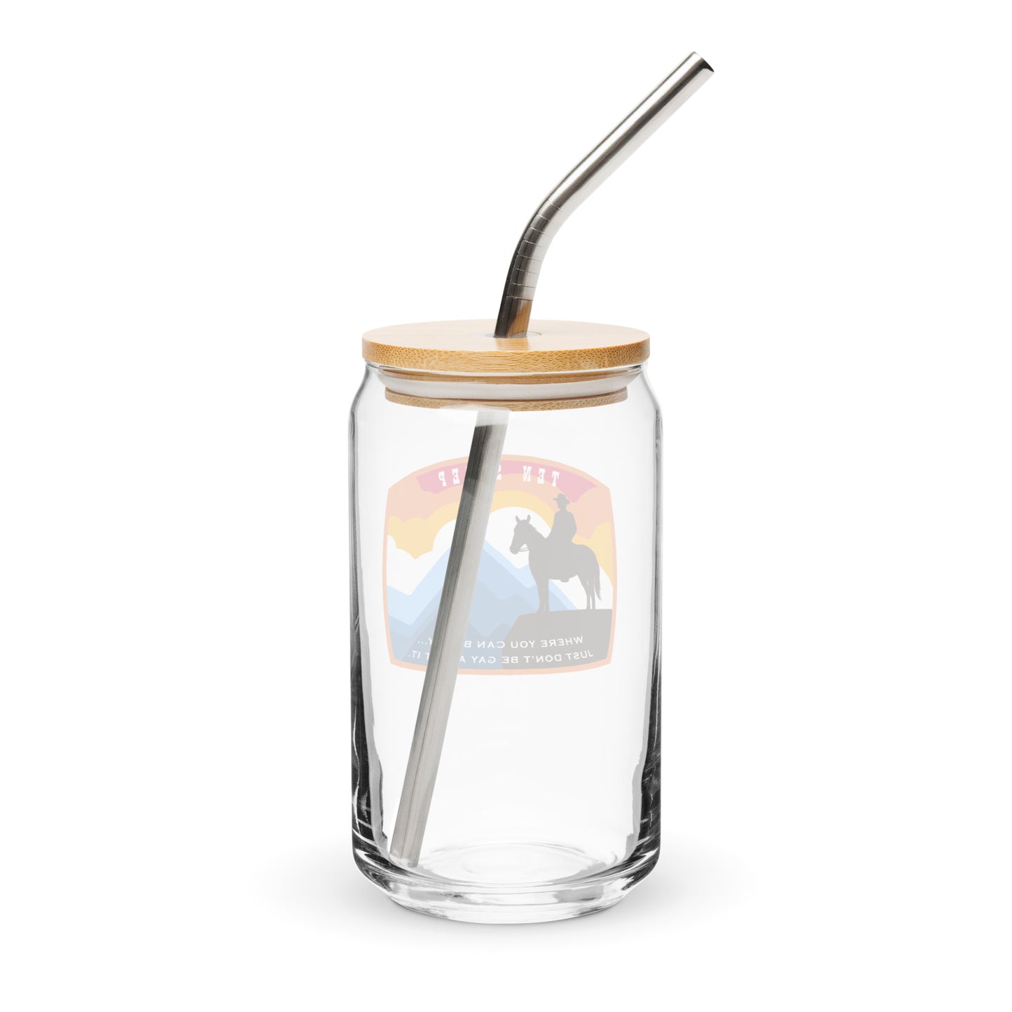 Ten Sleep can-shaped glass