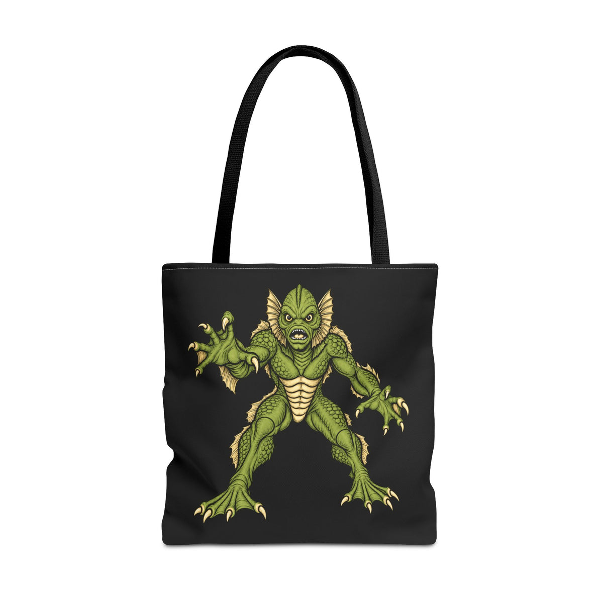 Vintage Swamp Creature Halloween Canvas Tote Bag | Trick Or Treat Candy Bag | Retro Goth Fall Accessory | Vintage Monster Collection