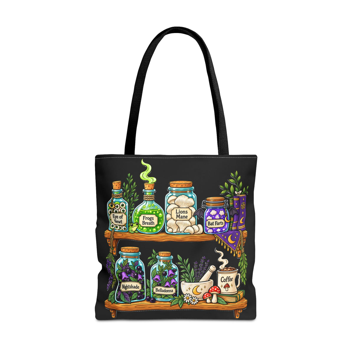 Herbal Apothecary Witch's Canvas Tote Bag | Halloween Candy Trick Or Treat Bag | Kid's Potions Bag For Halloween Costume