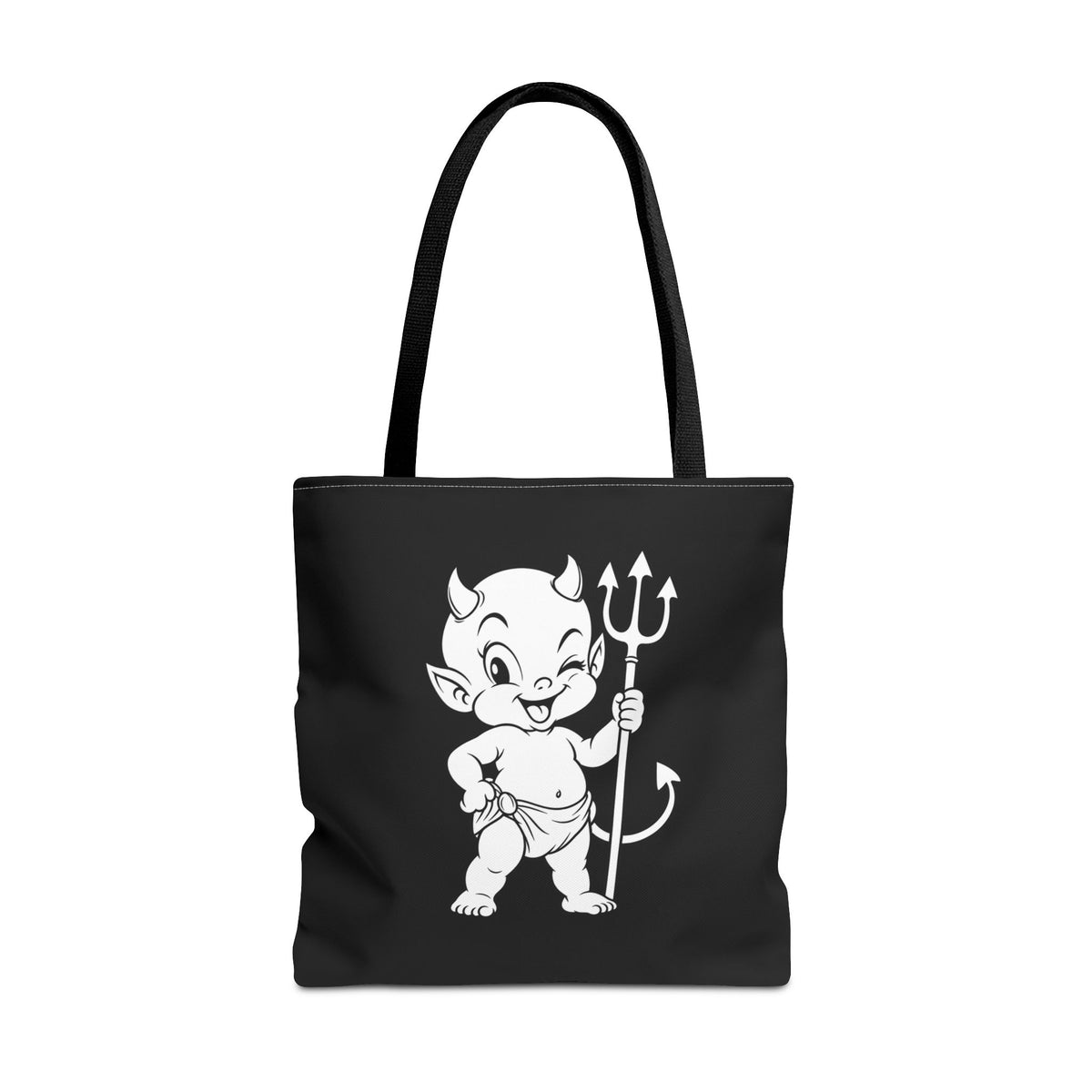 Color Your Own Baby Devil Kids Canvas Tote Bag | Halloween Candy Trick Or Treat Bag | Kids Paint Party Supplies | Baby Devil And Pitchfork